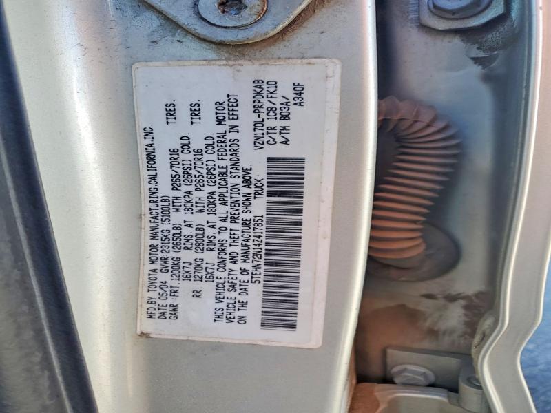 Aukcja sprzedaży 2004 Toyota Tacoma, vin: 5TEHN72N14Z417851, numer aukcji: 71492676
