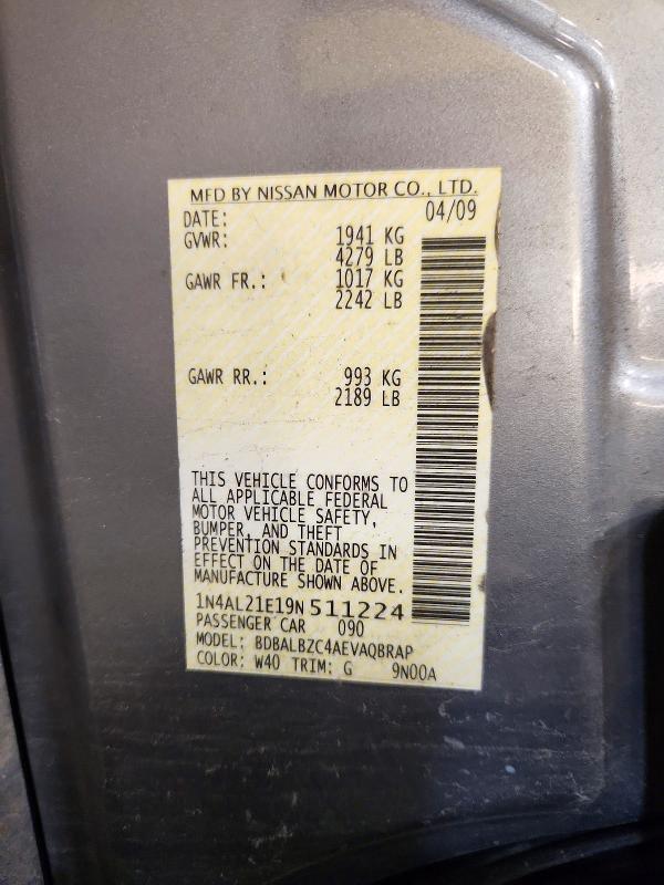 Aukcja sprzedaży 2009 Nissan Altima, vin: 1N4AL21E19N511224, numer aukcji: 72498476