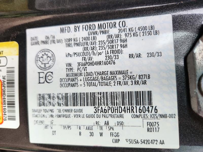 Продажа на аукционе авто 2017 Ford Fusion, vin: 3FA6P0HD4HR160476, номер лота: 71182866