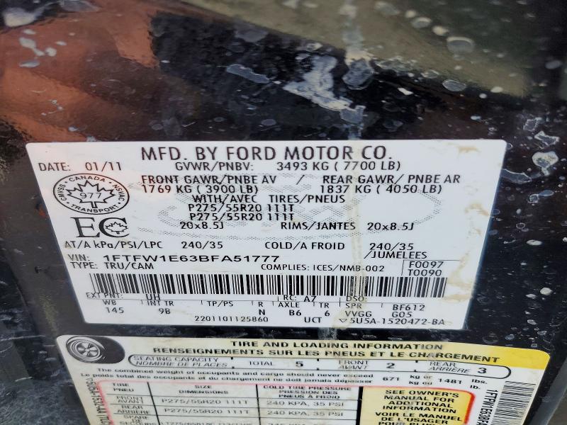 Aukcja sprzedaży 2011 Ford F150, vin: 1FTFW1E63BFA51777, numer aukcji: 72218206