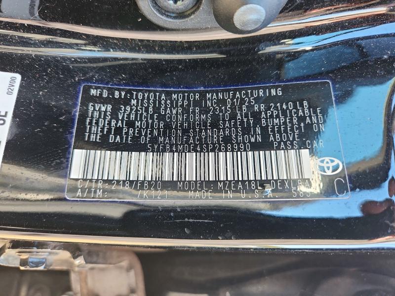 Продаж на аукціоні авто 2025 Toyota Corolla, vin: 5YFB4MDE4SP268990, номер лоту: 72103736