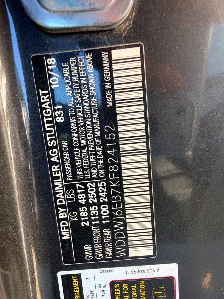 Продаж на аукціоні авто 2019 Mercedes-benz C, vin: WDDWJ6EB7KF824152, номер лоту: 72379956