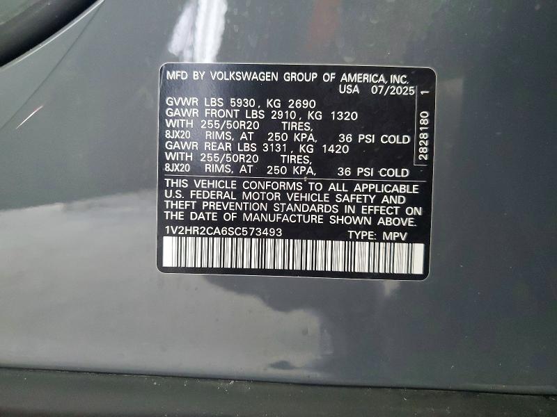 Aukcja sprzedaży 2025 Volkswagen Atlas, vin: 1V2HR2CA6SC573493, numer aukcji: 71539006