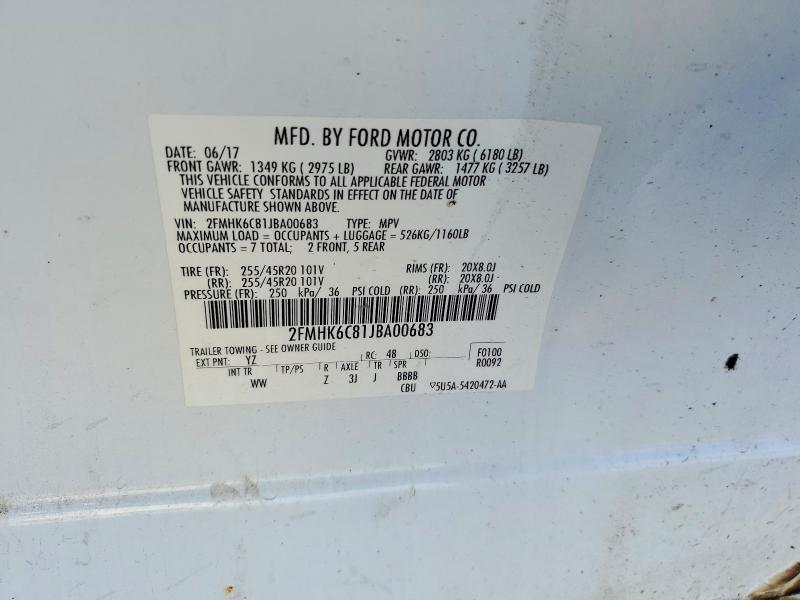 Продаж на аукціоні авто 2018 Ford Flex, vin: 2FMHK6C81JBA00683, номер лоту: 71725816