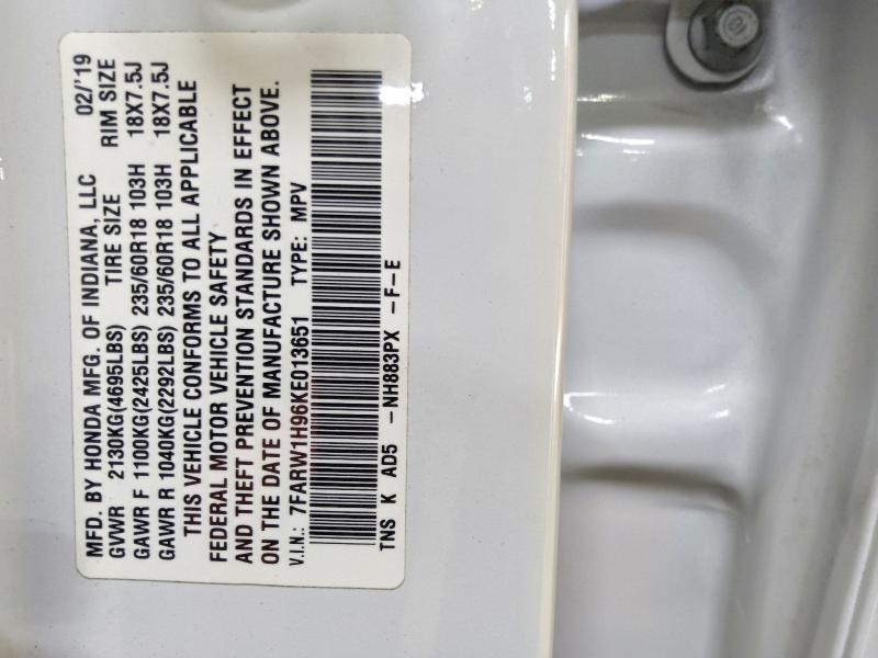 71683866 :رقم المزاد ، 7FARW1H96KE013651 vin ، 2019 Honda Cr-v مزاد بيع