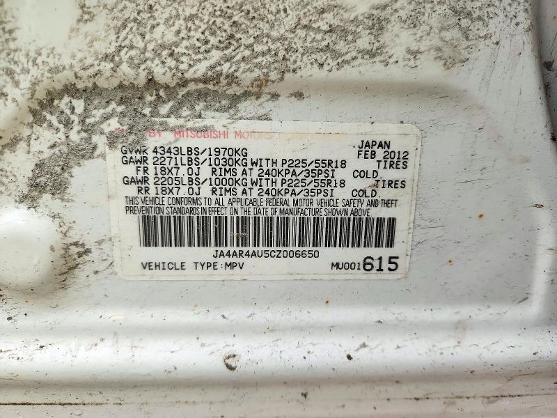 72063246 :رقم المزاد ، JA4AR4AU5CZ006650 vin ، 2012 Mitsubishi Outlander Sport مزاد بيع