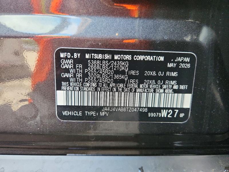 Aukcja sprzedaży 2026 Mitsubishi Outlander, vin: JA4J4VAB6TZ047498, numer aukcji: 70315796
