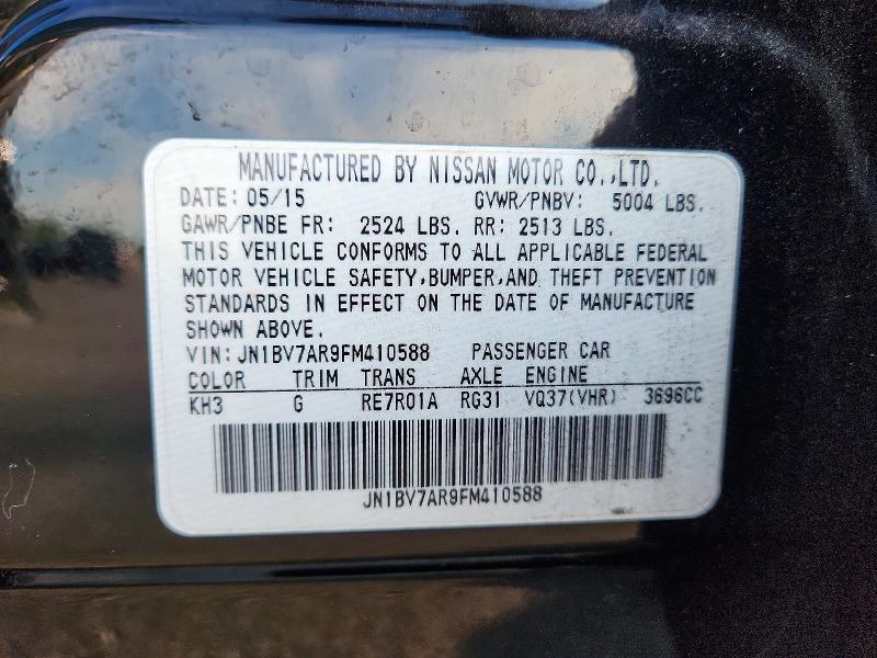 70913236 :رقم المزاد ، JN1BV7AR9FM410588 vin ، 2015 Infiniti Q50 مزاد بيع