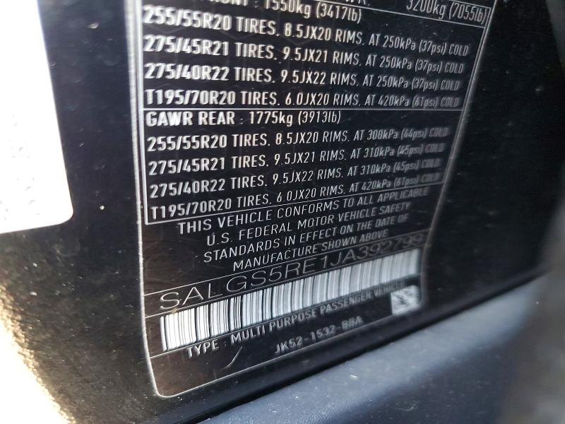 70431036 :رقم المزاد ، SALGS5RE1JA392799 vin ، 2018 Land Rover Range Rover مزاد بيع