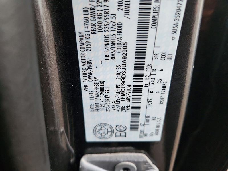 Продажа на аукционе авто 2018 Ford Escape, vin: 1FMCU9GD3JUA92905, номер лота: 70580426