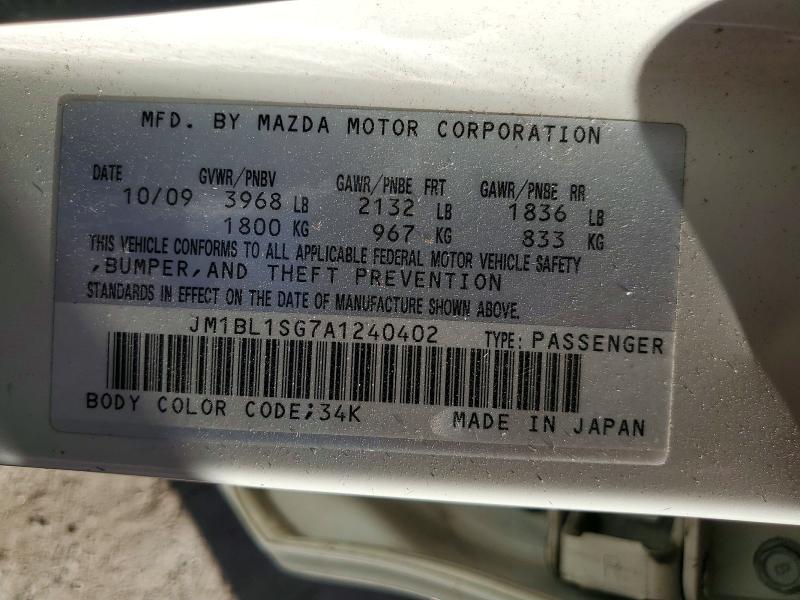 69459726 :رقم المزاد ، JM1BL1SG7A1240402 vin ، 2010 Mazda 3 مزاد بيع