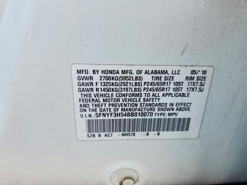 Aukcja sprzedaży 2011 Honda Pilot, vin: 5FNYF3H54BB010070, numer aukcji: 71457546
