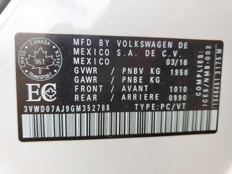 Продаж на аукціоні авто 2016 Volkswagen Jetta, vin: 3VWD07AJ9GM352788, номер лоту: 72380996