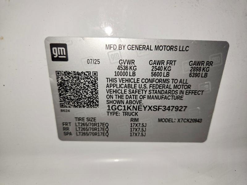 Aukcja sprzedaży 2025 Chevrolet Silverado, vin: 1GC1KNEYXSF347927, numer aukcji: 71549626