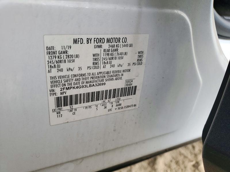 Продаж на аукціоні авто 2020 Ford Edge, vin: 2FMPK4G93LBA32699, номер лоту: 72353996