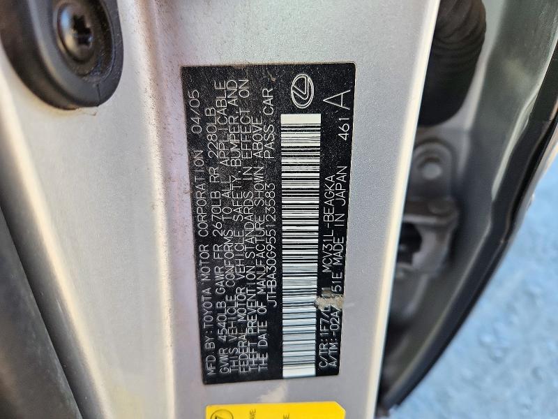 Продаж на аукціоні авто 2005 Lexus Es, vin: JTHBA30G955123583, номер лоту: 72414886