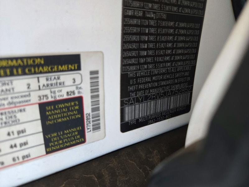 Aukcja sprzedaży 2018 Land Rover Range Rover Velar, vin: SALYL2RV5JA752852, numer aukcji: 70708616