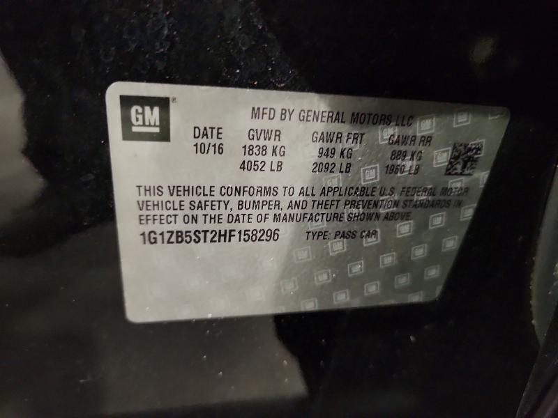 70900366 :رقم المزاد ، 1G1ZB5ST2HF158296 vin ، 2017 Chevrolet Malibu مزاد بيع