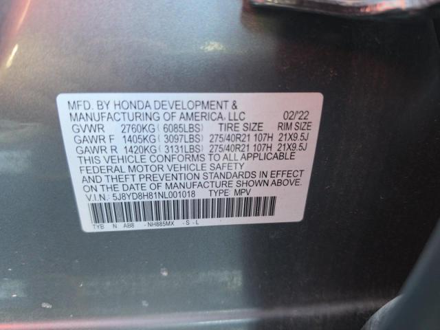 2022 Acura Mdx მანქანა იყიდება აუქციონზე, vin: 5J8YD8H81NL001018, აუქციონის ნომერი: 72220606
