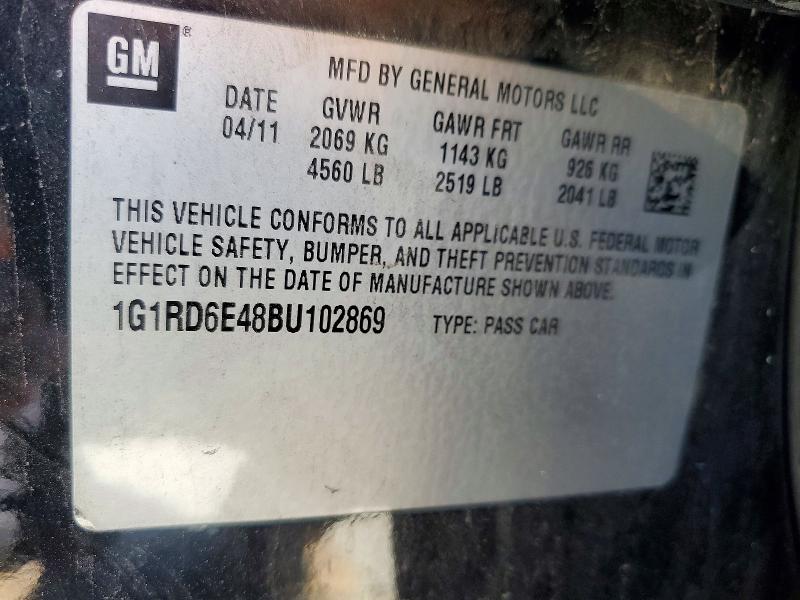 2011 Chevrolet Volt მანქანა იყიდება აუქციონზე, vin: 1G1RD6E48BU102869, აუქციონის ნომერი: 71297846