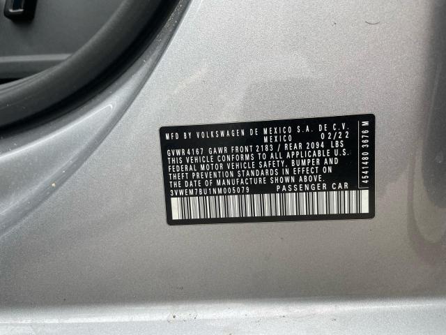 71857706 :رقم المزاد ، 3VWEM7BU1NM005079 vin ، 2022 Volkswagen Jetta مزاد بيع