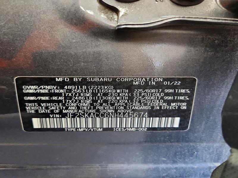 Продажа на аукционе авто 2022 Subaru Forester, vin: JF2SKACC6NH445674, номер лота: 71840226