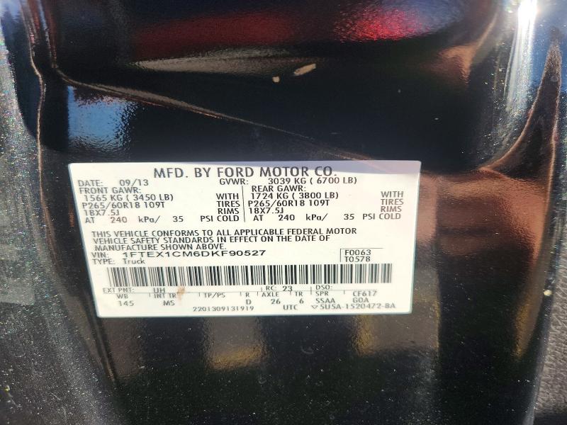 2013 Ford F150 მანქანა იყიდება აუქციონზე, vin: 1FTEX1CM6DKF90527, აუქციონის ნომერი: 71990056