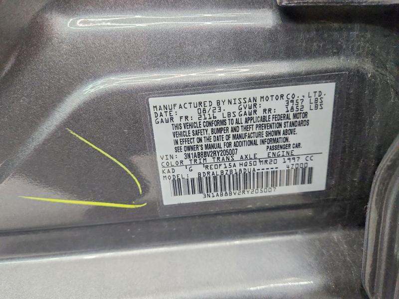 2024 Nissan Sentra მანქანა იყიდება აუქციონზე, vin: 3N1AB8BV2RY205007, აუქციონის ნომერი: 71547086