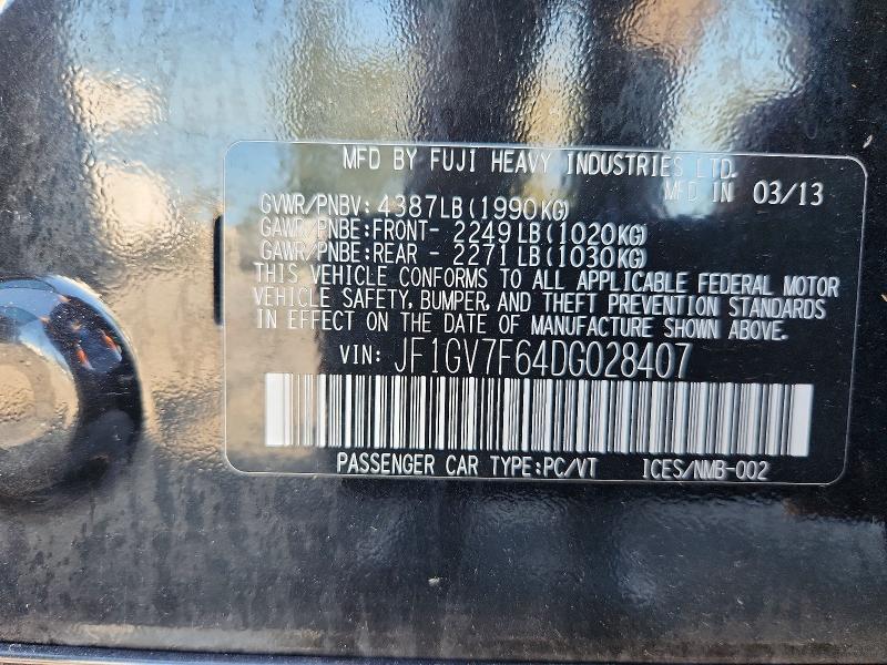 72430136 :رقم المزاد ، JF1GV7F64DG028407 vin ، 2013 Subaru Impreza مزاد بيع