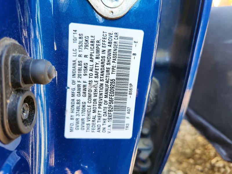 72741736 :رقم المزاد ، 19XFB2F56FE009255 vin ، 2015 Honda Civic مزاد بيع