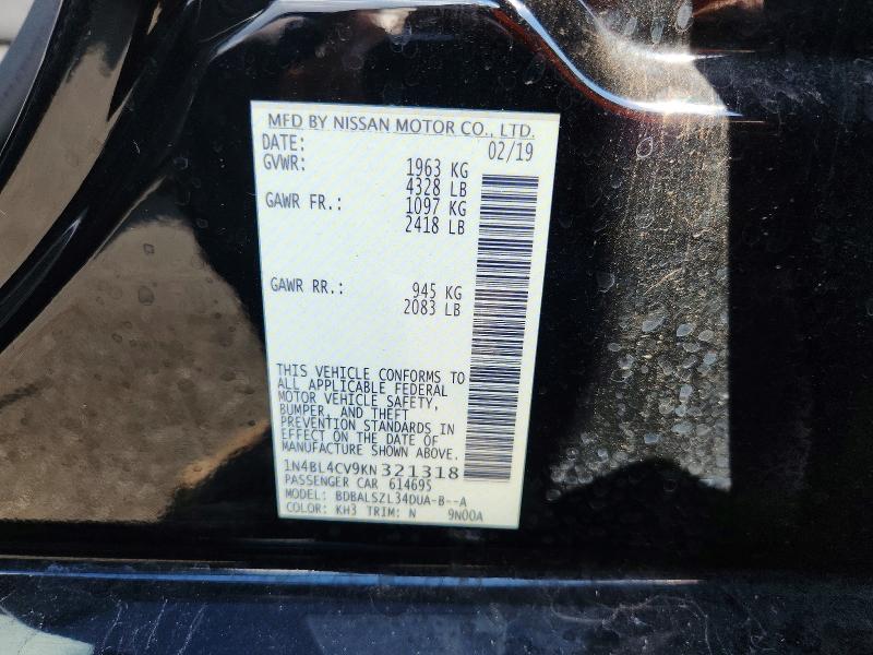 Aukcja sprzedaży 2019 Nissan Altima, vin: 1N4BL4CV9KN321318, numer aukcji: 72008646
