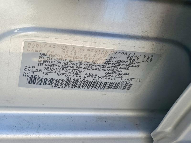 Auction sale of the 2018 Nissan Sentra, vin: 3N1AB7AP9JY277937, lot number: 71887506