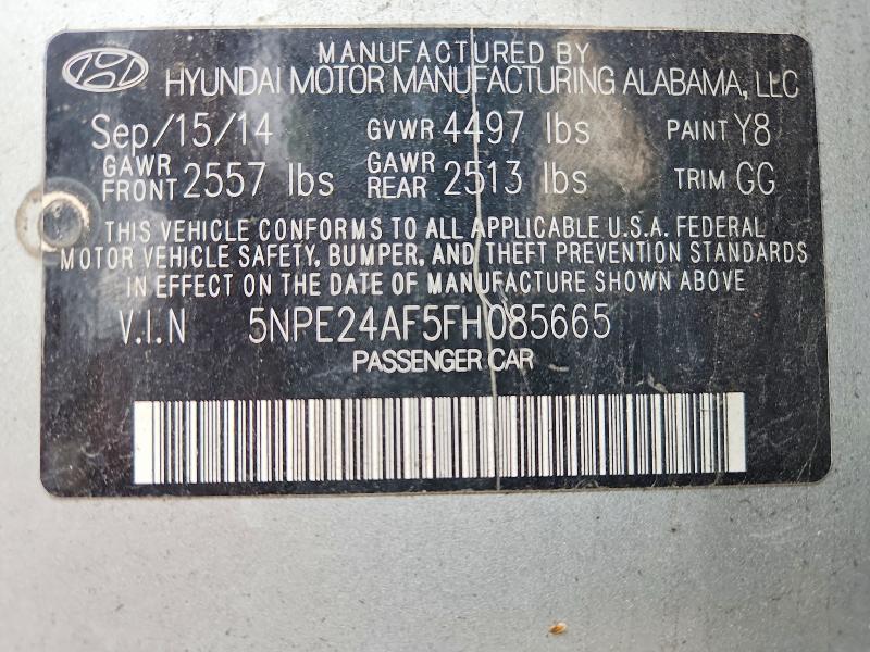 2015 Hyundai Sonata მანქანა იყიდება აუქციონზე, vin: 5NPE24AF5FH085665, აუქციონის ნომერი: 71288096
