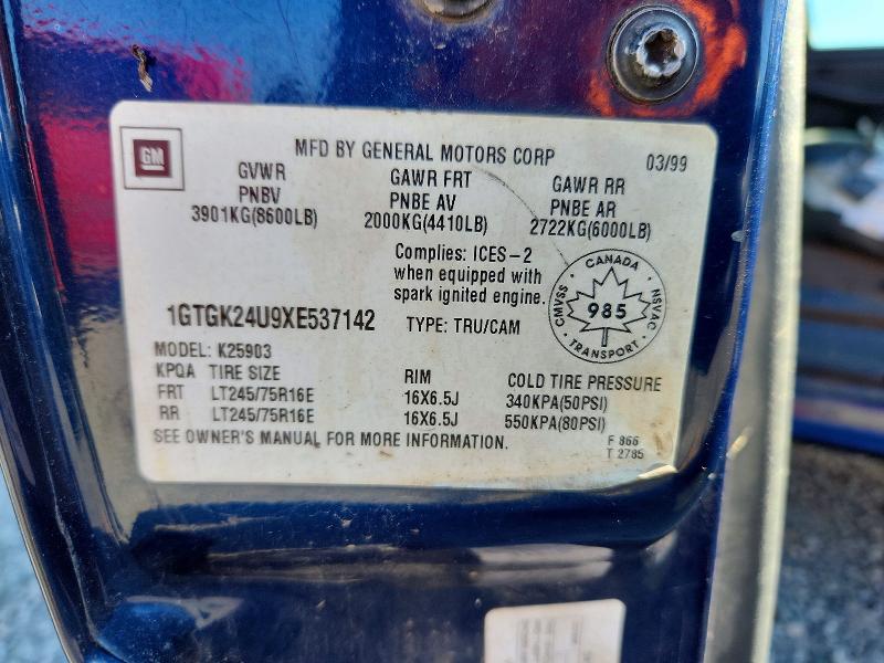 1999 Gmc New Sierra მანქანა იყიდება აუქციონზე, vin: 1GTGK24U9XE537142, აუქციონის ნომერი: 71886066