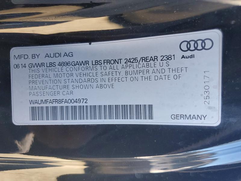 2015 Audi A5 მანქანა იყიდება აუქციონზე, vin: WAUMFAFR8FA004972, აუქციონის ნომერი: 71904676