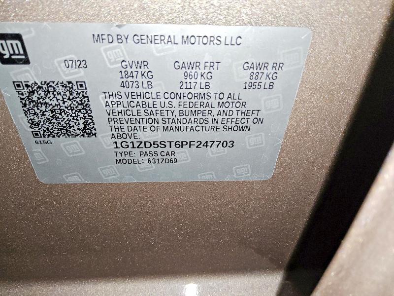 Aukcja sprzedaży 2023 Chevrolet Malibu, vin: 1G1ZD5ST6PF247703, numer aukcji: 71941746