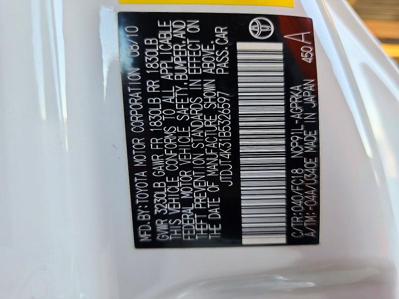 Aukcja sprzedaży 2011 Toyota Yaris, vin: JTDJT4K31B5326597, numer aukcji: 71913926