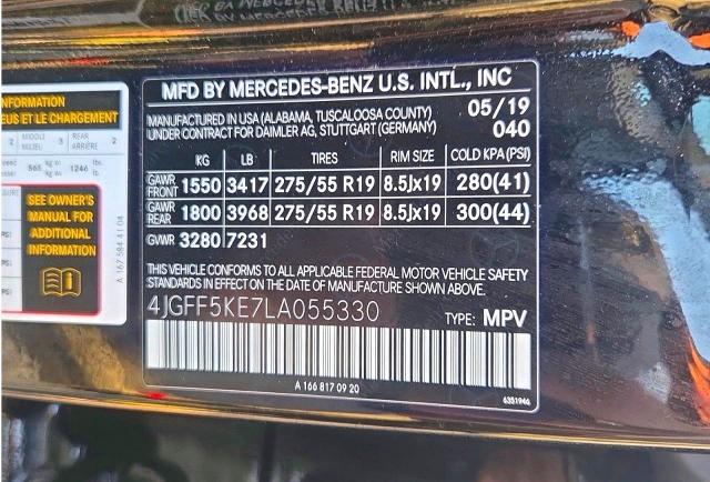Aukcja sprzedaży 2020 Mercedes-benz Gls, vin: 4JGFF5KE7LA055330, numer aukcji: 72873526