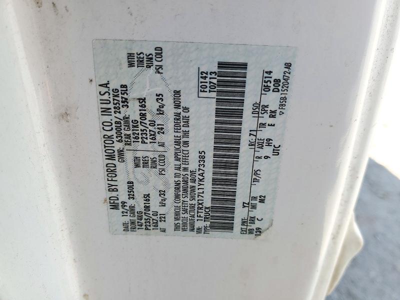 Продаж на аукціоні авто 2000 Ford F150, vin: 1FTRX17L1YKA73385, номер лоту: 72808346