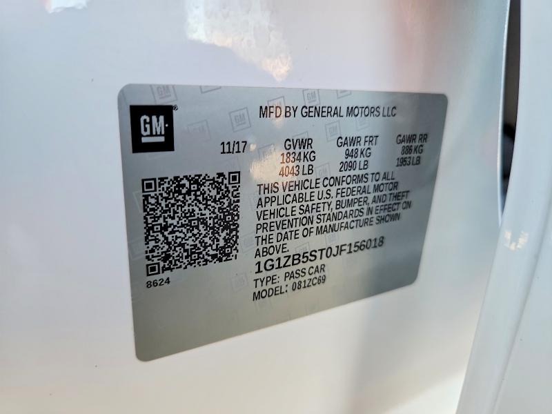 71507136 :رقم المزاد ، 1G1ZB5ST0JF156018 vin ، 2018 Chevrolet Malibu مزاد بيع