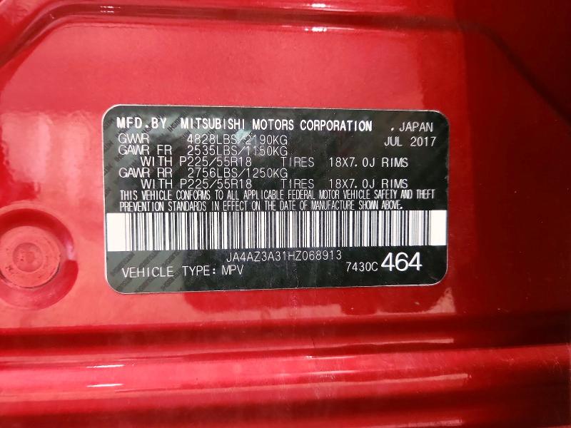 Aukcja sprzedaży 2017 Mitsubishi Outlander, vin: JA4AZ3A31HZ068913, numer aukcji: 72993756