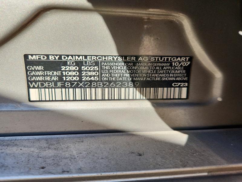 2008 Mercedes-benz E მანქანა იყიდება აუქციონზე, vin: WDBUF87X28B262389, აუქციონის ნომერი: 72364056