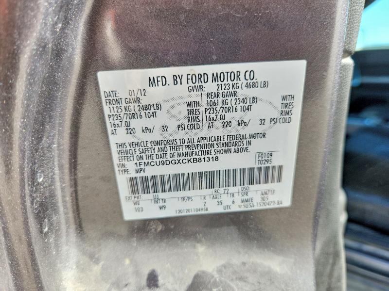 Продажа на аукционе авто 2012 Ford Escape, vin: 1FMCU9DGXCKB81318, номер лота: 71043016