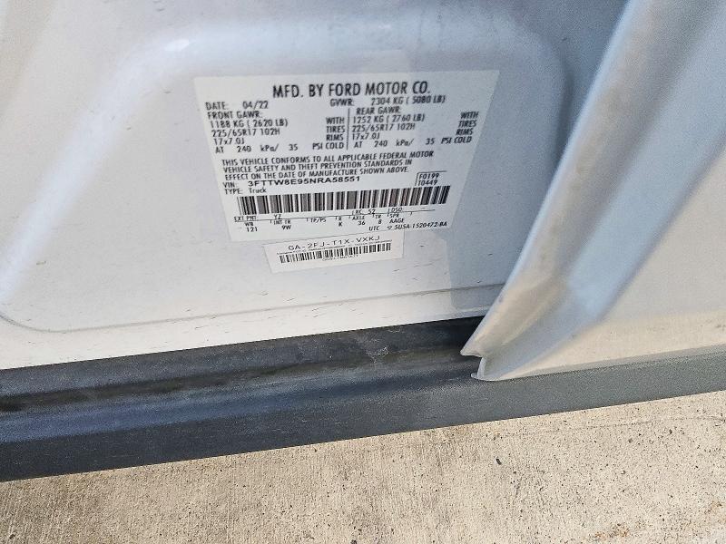2022 Ford Maverick მანქანა იყიდება აუქციონზე, vin: 3FTTW8E95NRA58551, აუქციონის ნომერი: 72016626