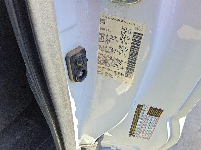2022 Nissan Titan მანქანა იყიდება აუქციონზე, vin: 1N6AA1CF2NN107839, აუქციონის ნომერი: 70284076