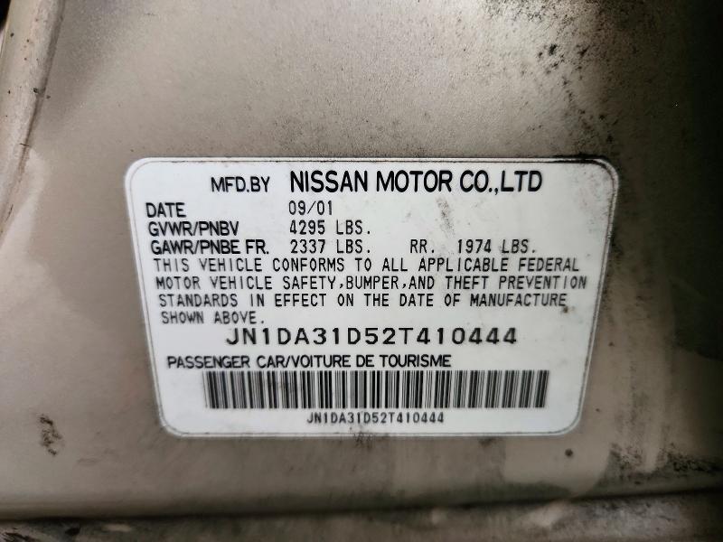 2002 Nissan Maxima მანქანა იყიდება აუქციონზე, vin: JN1DA31D52T410444, აუქციონის ნომერი: 72162546