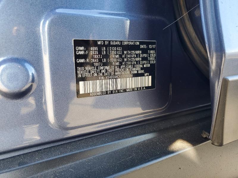 71652346 :رقم المزاد ، 4S4BSANCXJ3286866 vin ، 2018 Subaru Outback مزاد بيع
