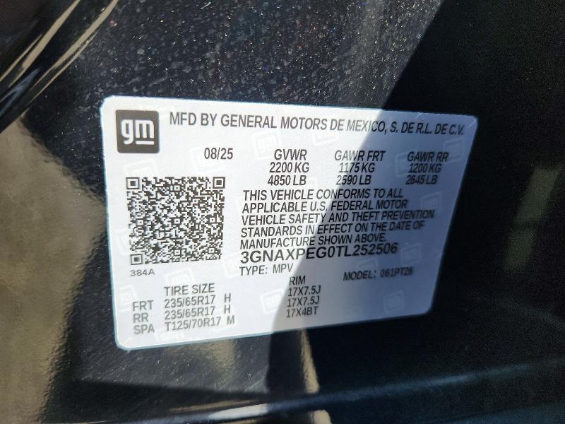 71447966 :رقم المزاد ، 3GNAXPEG0TL252506 vin ، 2026 Chevrolet Equinox مزاد بيع