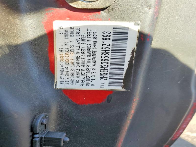 70375776 :رقم المزاد ، 2HGEH2365SH521693 vin ، 1995 Honda Civic مزاد بيع