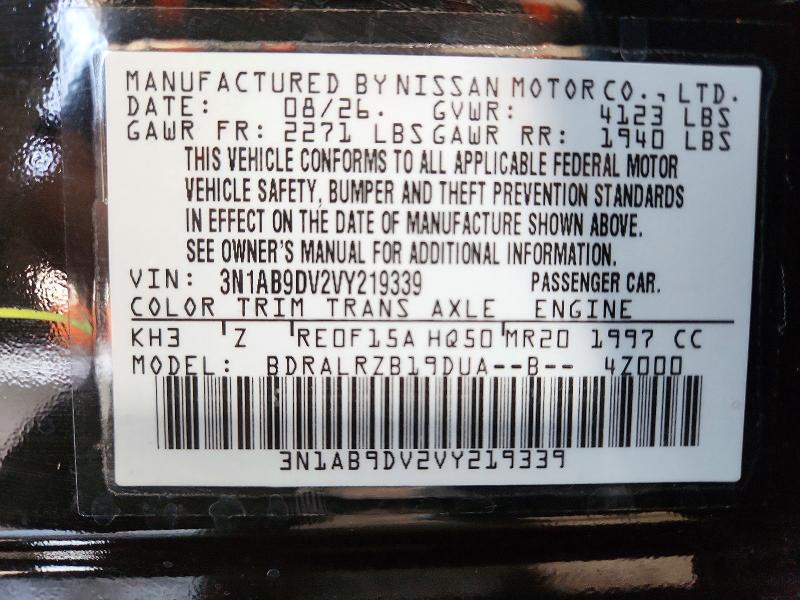 72149116 :رقم المزاد ، 3N1AB9DV2VY219339 vin ، 2027 Nissan Sentra مزاد بيع